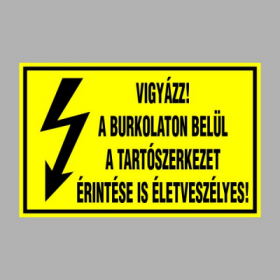 VIGYÁZZ! A BURKOLATON BELÜL A TARTÓSZERKEZET ÉRINTÉSE IS ÉLETVESZÉLYES!