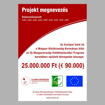 Kis projekttábla NEM Infrastrukturális beruházások esetében - LEADER